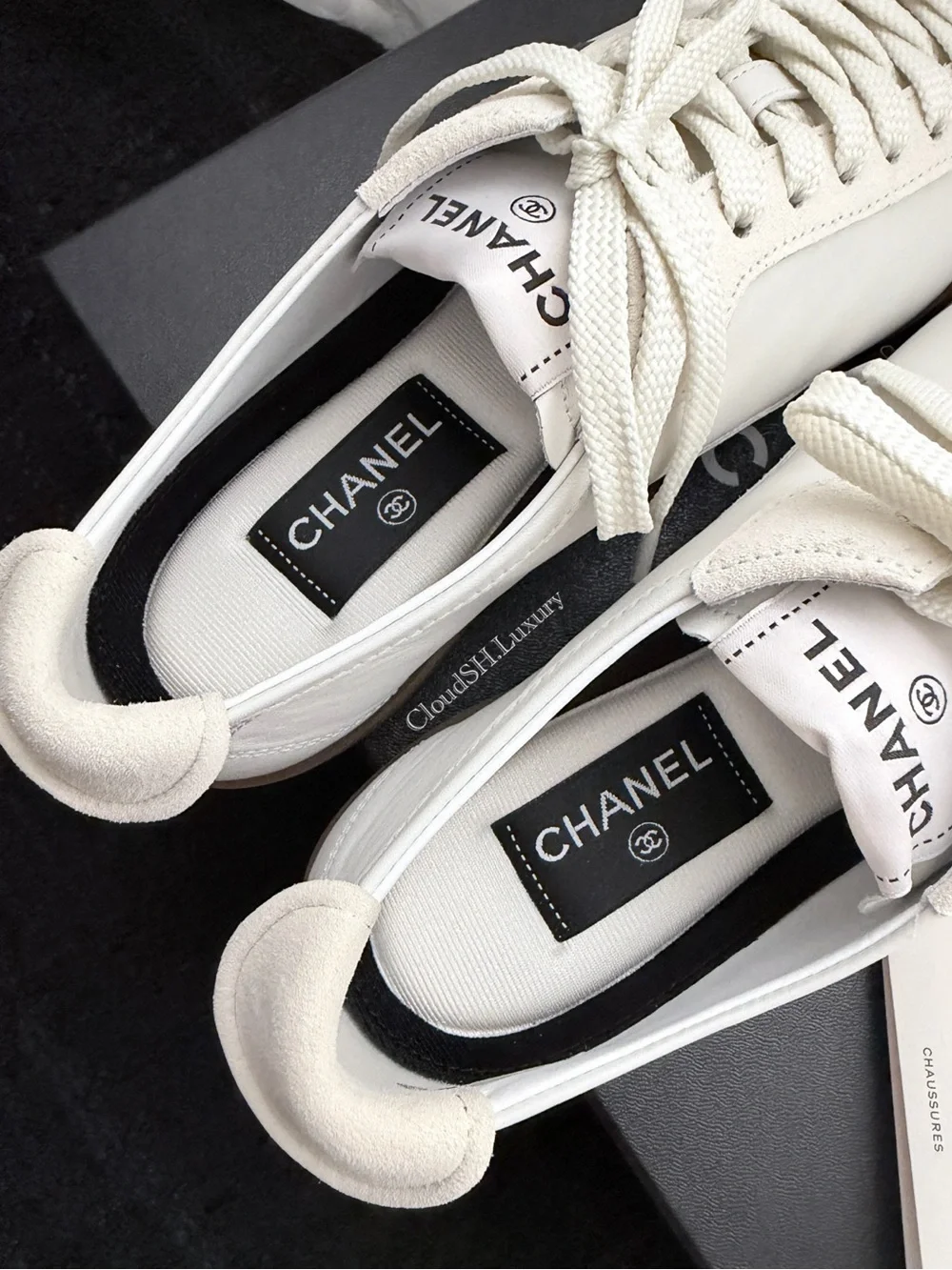 Auth BNIB Chanel CC Logo White Leather Suede Sneakers - Size 38